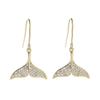 Exquisite Gold-Plated Fishtail Earrings with Full Diamond Design - Creative Gifts for Girls