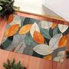 Nordic Leaf Flannel Rug Non-slip Absorbent Floor Mat for Living Room Bedroom Doorway Entrance Hallway Home Decor Carpet