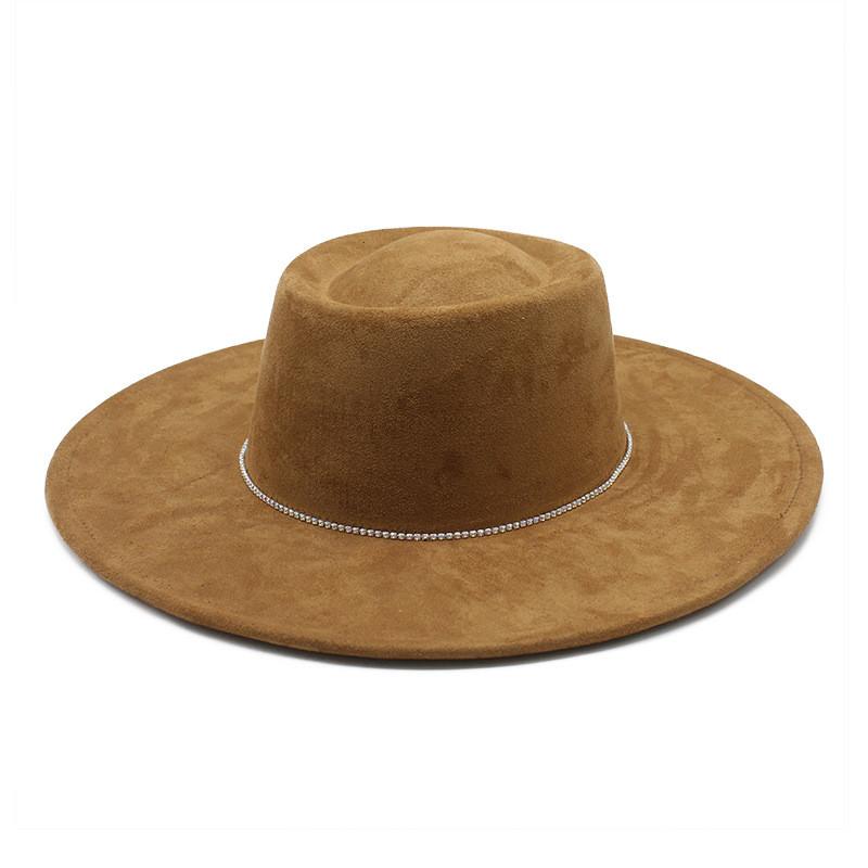 British Style Wool Felt Hat With Large Brim And Vintage Design For Women
