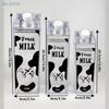500/750/1000ml INS Style Cartoon Transparent Milk Mug Milk Tea Shop Gift Square Mugs Home Supplies