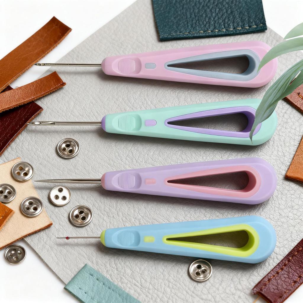 Sewing Awl Kit 4 Pieces Sewing Ripper Tool Leather Working Awl for Threading Handcrafting Embroidery Quilting Knitting Weaving