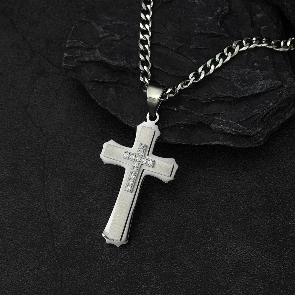 2026 Accessories Men's Trend Pendant Fashion Personality Trendy Men's Three-layer Cross Necklace