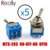 5Pcs 6mm Mini Toggle Switchs 2 Position 3 Position Latching Switch MTS-102/103/202/203 ON-ON SPST ON-OFF -ON SPDT