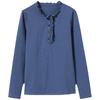 Black Cotton T-shirt Women's Autumn Trendy Loose Inner Bottoming Shirt Long-sleeved Blue T-autumn Top