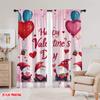 2pcs,2D plane printing Curtains Digital Printed Gnome Valentine Versatile Durable Polyester (without rod) Decorations For Home