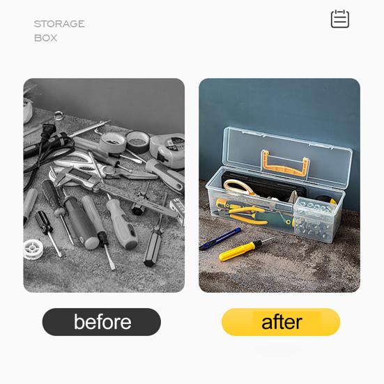 Toolbox Small Parts Screwdrivers Wrenches Transparent Storage Box with Adjustable Compartments Impact-Resistant Organizer Case