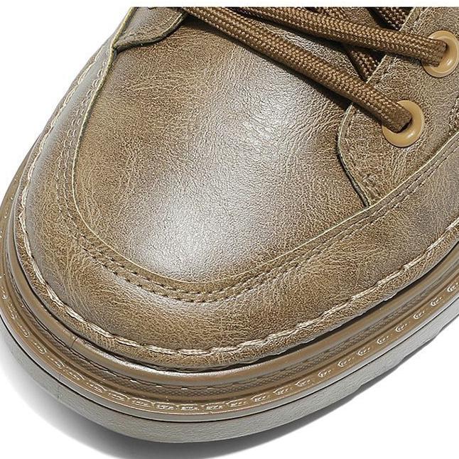 Jarní 2025 Nové vysoké martinské boty Pánské všestranné kožené boty s tlustou podrážkou pro volný čas, palubní boty