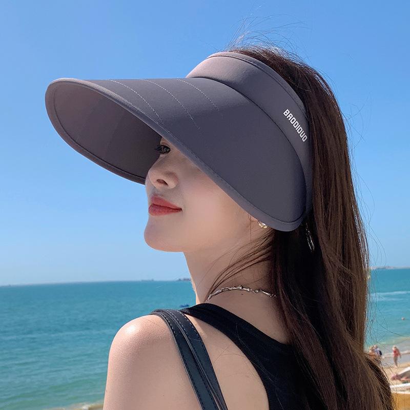 8479 New Summer Sunscreen Hat Women's Versatile Big Eaves Sunshade Empty Top Hat Foldable Face Cover Sun Hat