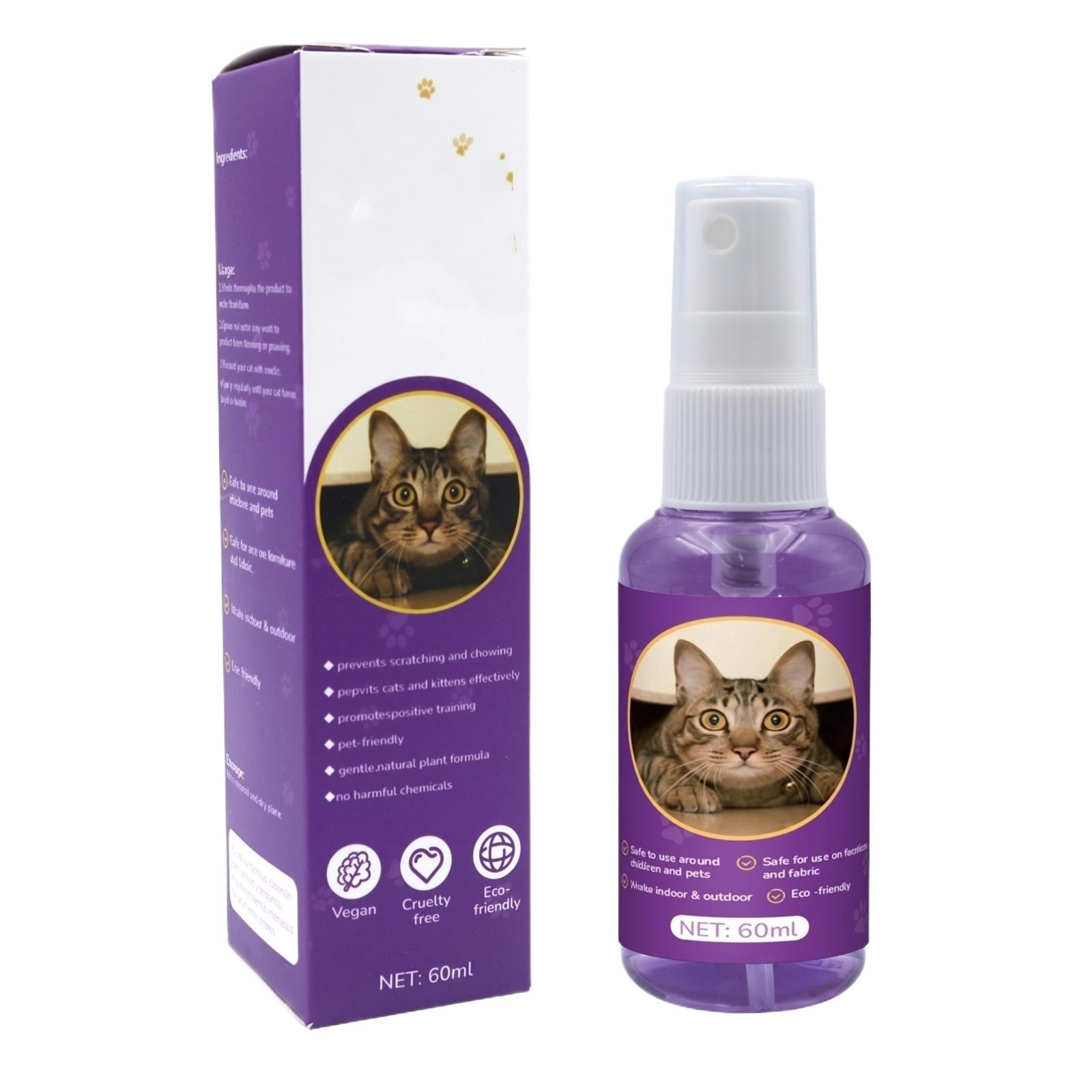 Cat Anti-Scratch Spray Natural Repellent for Cats and Kittens Safe Non-Toxic Pet Spray to Prevent Scratching and Marking Indoor and Outdoor Use 60ml one size