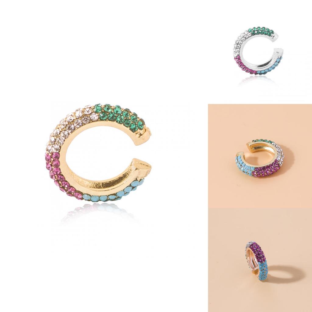 European American Style Geometric Earrings With Colorful Rhinestones Fashion