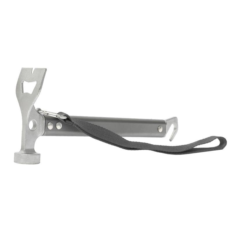 Outdoor Camping Ground Hammer Starter Aluminum Alloy Handle Multifunctional Tool Hammer with Flat Shovel Head for Tent and Canop