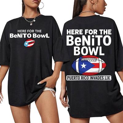Here Are Benito Bowl Puerto Rican Flag Bad Rabbit T-shirts for Men's Fashion Hip-hop Street, Oversized Cotton T-shirts
