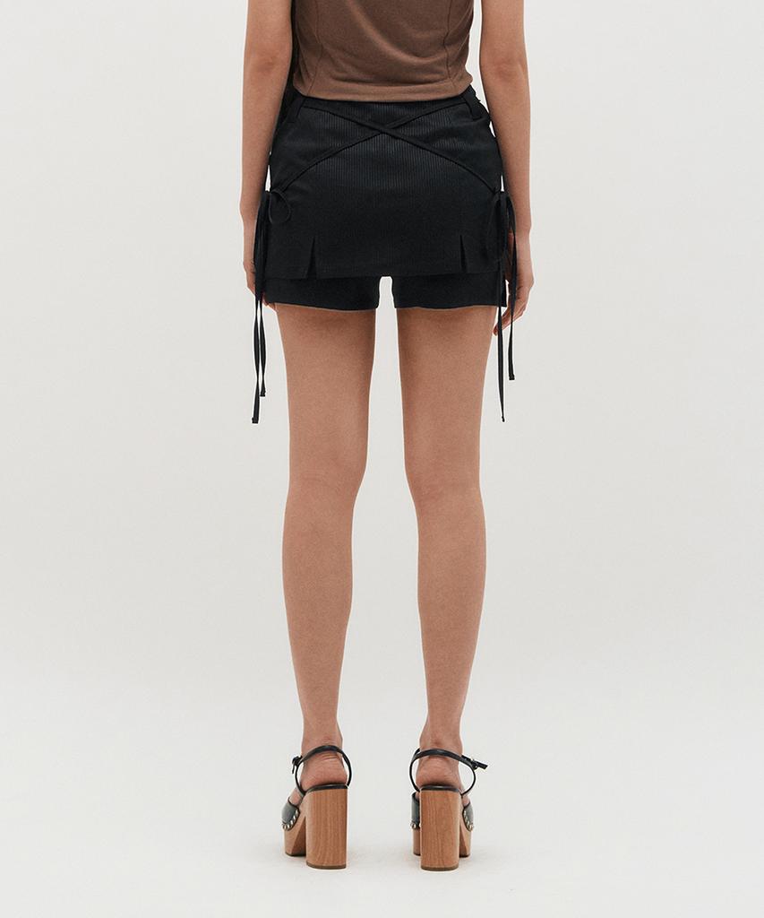 Kimjisu Ribbon Tied Mini Skirt Pants _ Black