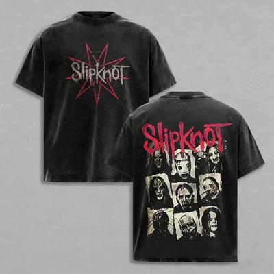 Säuregewaschenes Slipknot Band Punk Y2K Unisex Baumwoll-T-Shirt