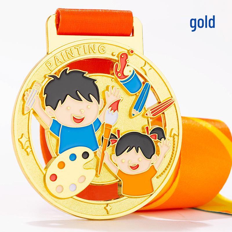 Custom Gold Medal for Children s Painting Competition - Little Painter Award Badge, New Model School & Kindergarten Reward Prize