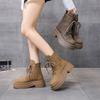 Inner heightening Martin boots women's 2025 new spring and autumn British style thin big yellow boots lace-up brown high-heeled single boots