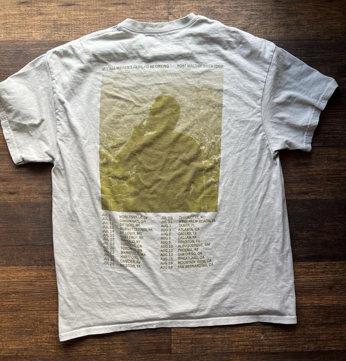 Men s Post Malone T-Shirt Beige 2023 Tour XL Music Singer R&B Country Texas M