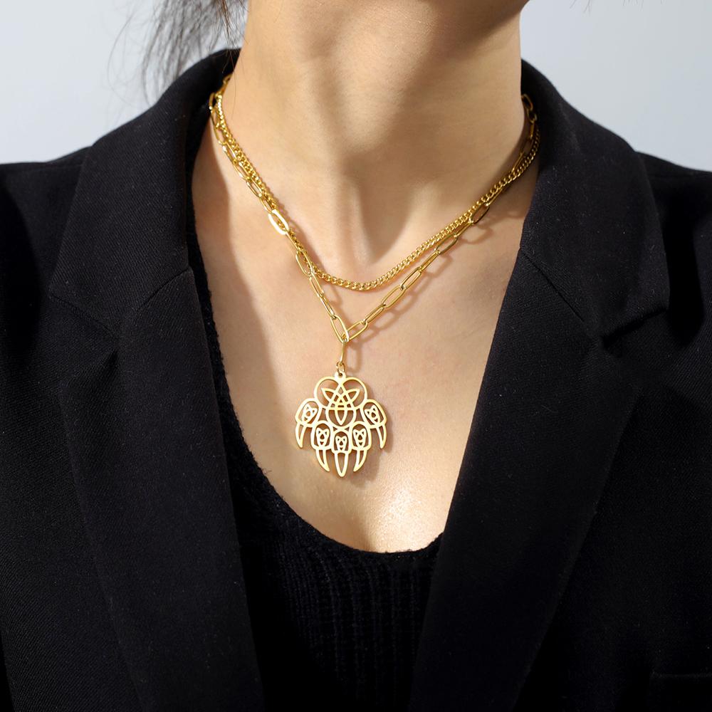 Dawapara Wolfskralle Slawische Halskette Hohl Keltischer Knoten Edelstahl Abwehrender Bär Herren Religiöser Talisman Halskette
