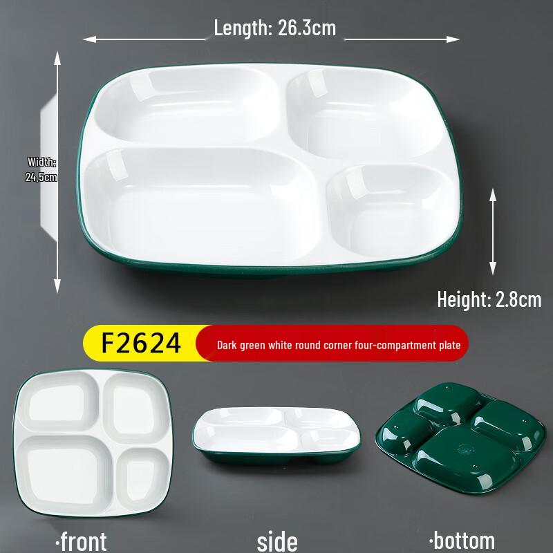 Round Melamine 4-Compartment Divided Lunch Tray