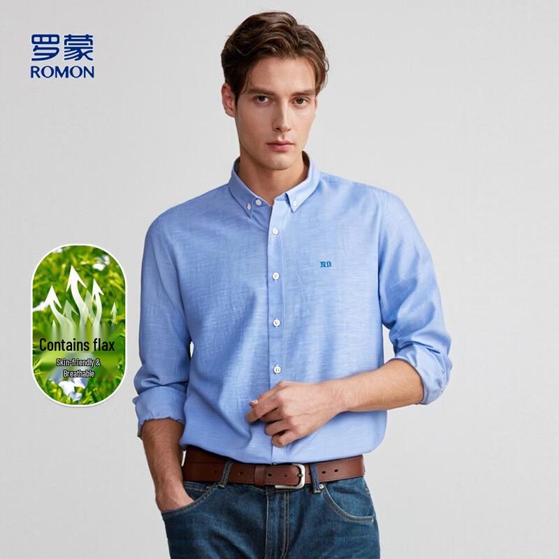 Luomeng Men s Linen Blend Business Casual Long Sleeve Shirt 52