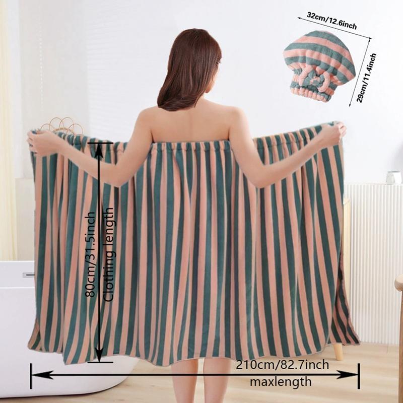 Women's Plus Size Absorbent Comfort Bathrobe and Shower Cap