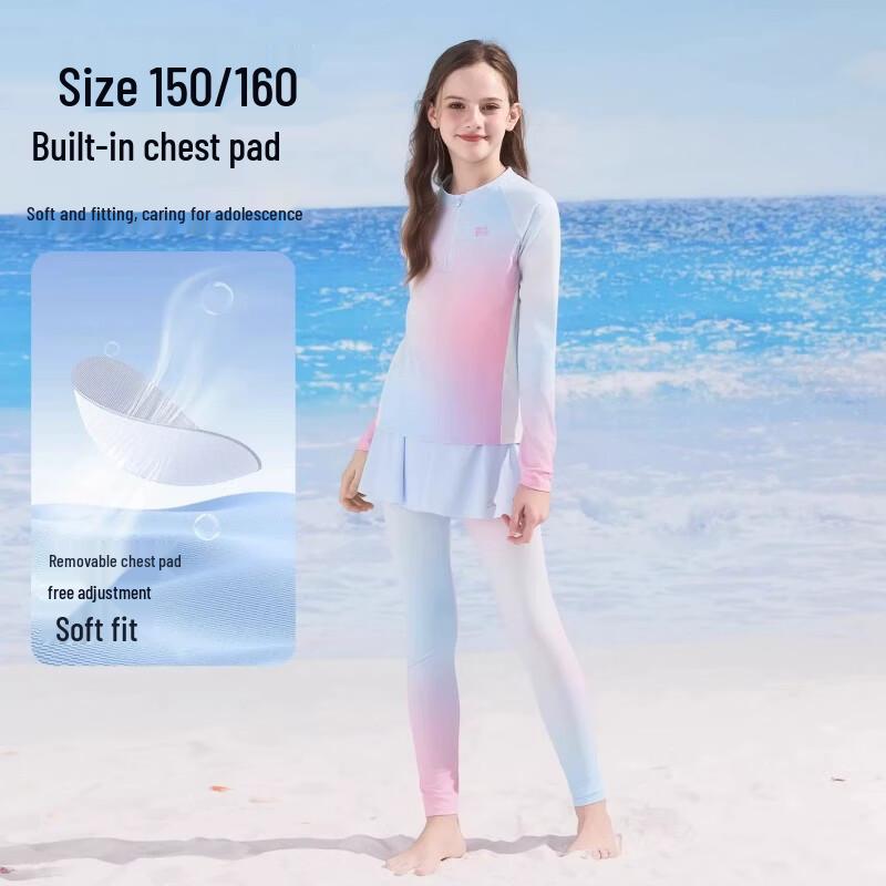 Disney Girls' Long Sleeve Split UV Protection Swimsuit