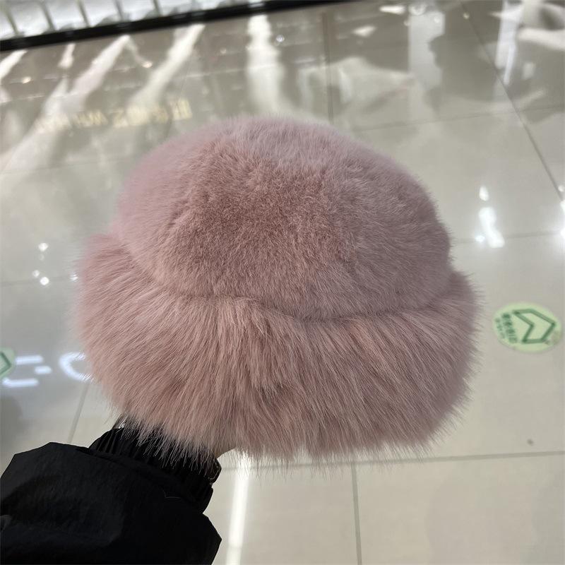Winter warm hat women's imitation fur long rabbit fur dome fashion ear protection cold pullover hat northern wind and snow hat
