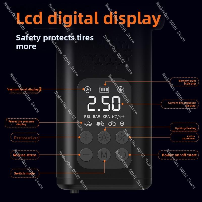 Multipurpose Car Wireless Vacuum Cleaner: Portable Smart Tire Air Pump, Digital Display Air Pump