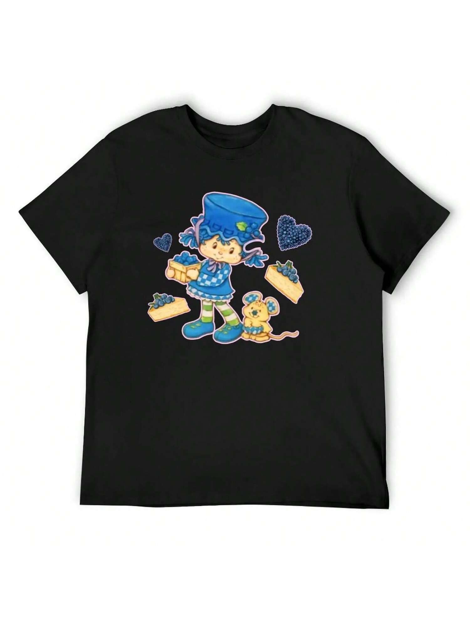 80s Aesthetic Blue Berry Muffin Checkered T-Shirt Customs Design Your Own Man T Shirt Cotton T Shirt Men S разноцветный
