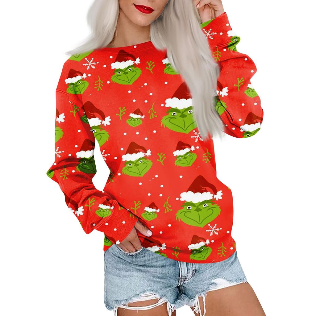Women's Casual CrewNeck Sweatshirt Loose Soft Print Long Sleeve Pullover Tops