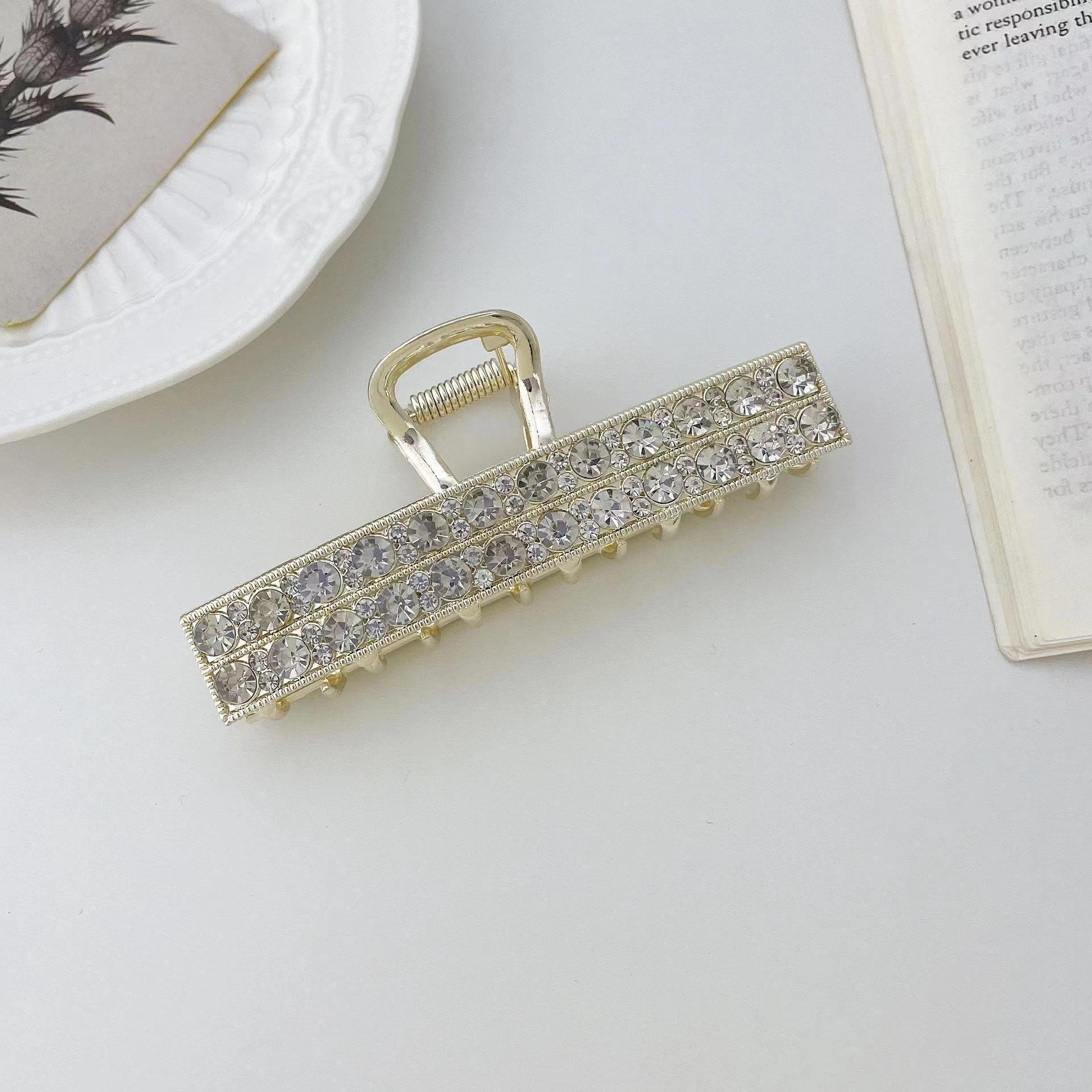 Elegant Double Row Rhinestone Zinc Alloy Shark Hair Clip
