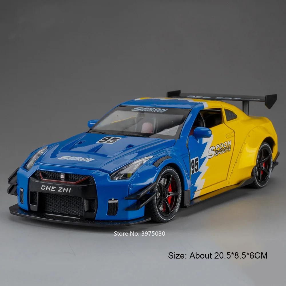 1:24 Scale Alloy Diecast Gtr Cars Models Toys Pull Back Miniature Sports Car With Light Sound Vehicles For Boys Birthday Gifts