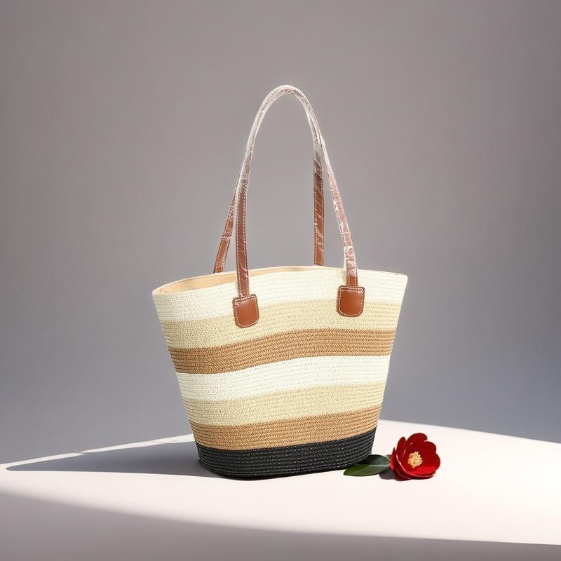 Strohtasche Damen Sommerwind neu Strand Meerseite Outdoor Urlaub Großraum Schultertasche