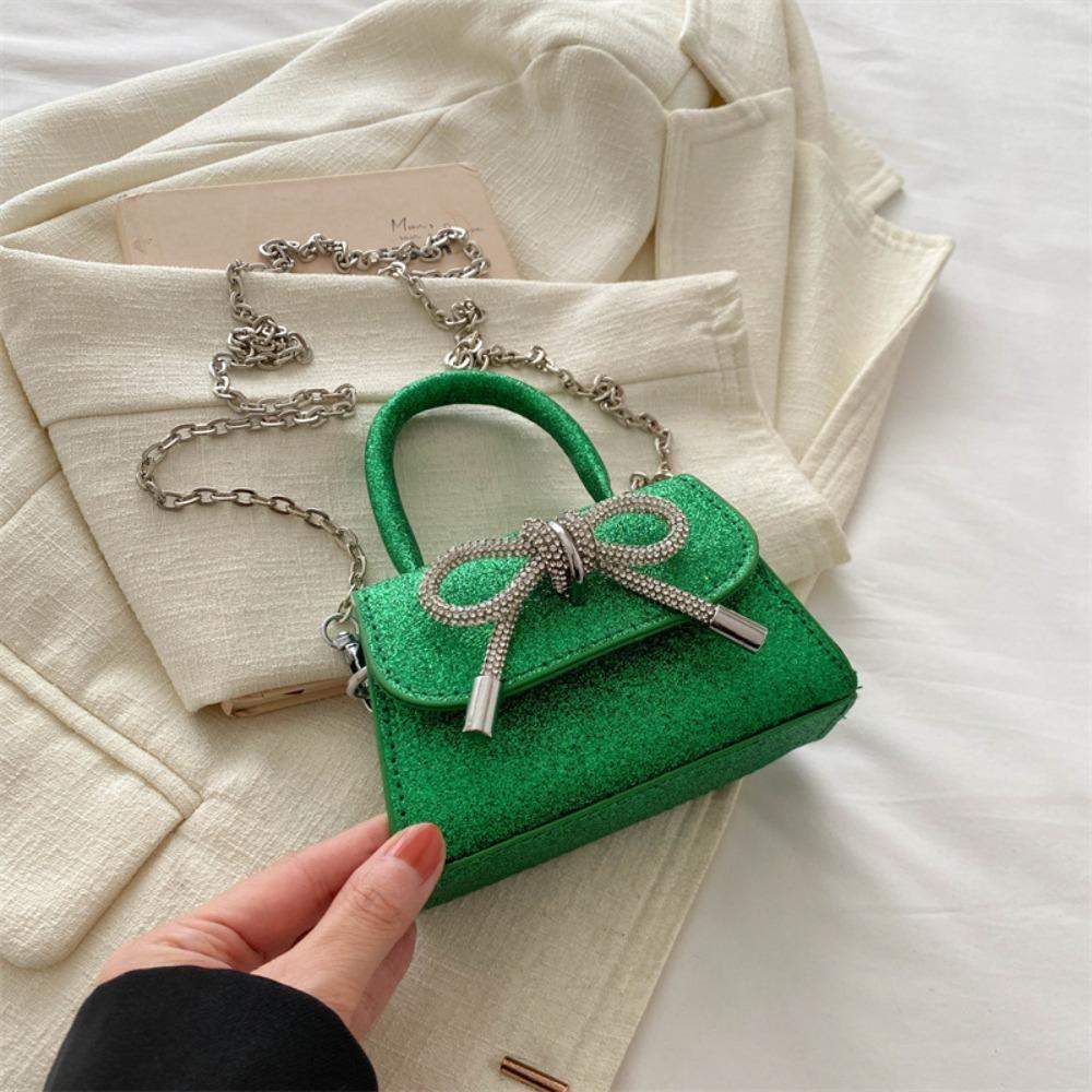 Women Bow Shoulder Bag New Solid Color Popular Messenger Bag Trendy High Capacity Mini Handbag