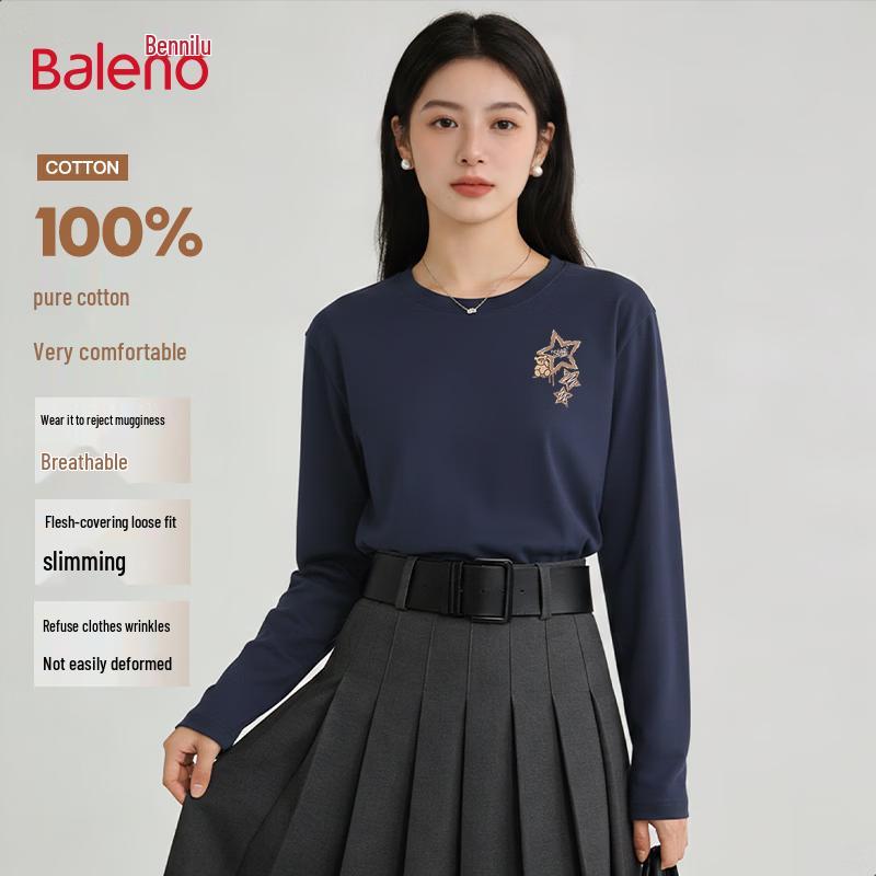 Baleno Women s Pure Cotton Long Sleeve Round Neck T-Shirt XL