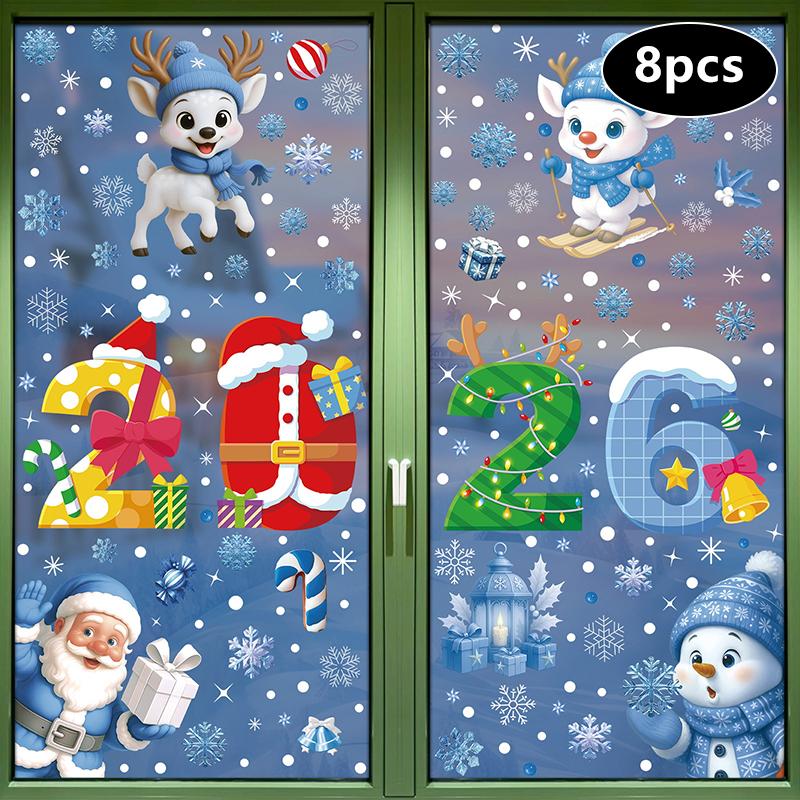 Creative Christmas Decorations, Electrostatic Stickers, Shop Window Decorations, Christmas Decorative Glass Stickers