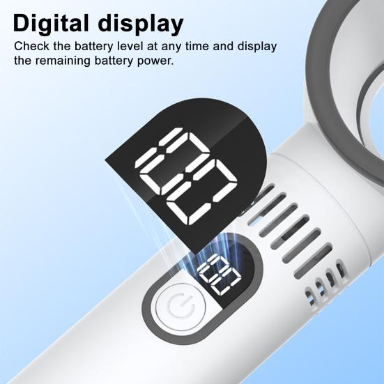 Bladeless Fan Digital Display High-speed Strong Airflow Low Noise Rechargeable Lightweight Portable Personal Cooling Fan