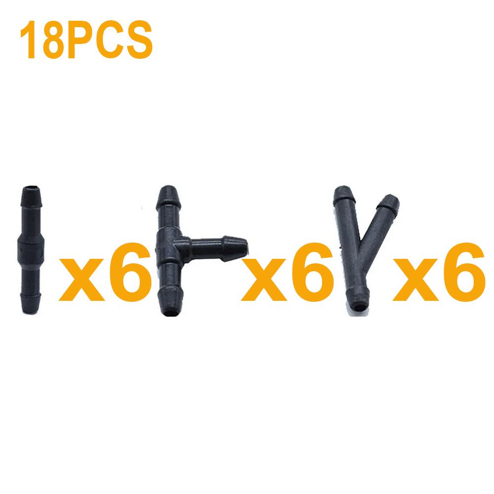 

18/30PCS Windscreen Washer Joiner Pipe Connector I T Piece Straight 3 Way Y Piece Air Fuel Water Petrol Wiper Washer Nozzle Hose