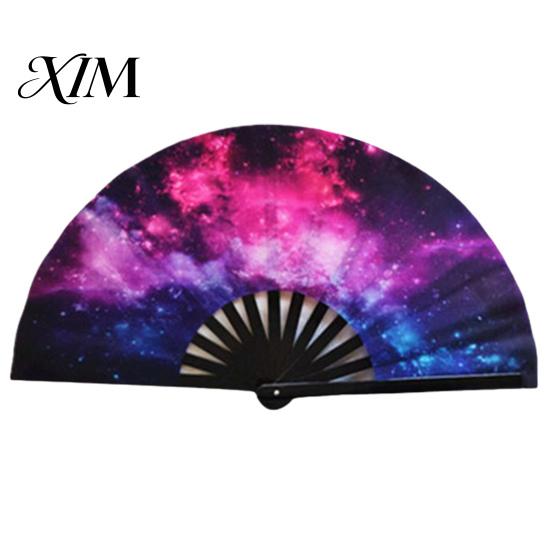 Decorative Fan Folding Sturdy Bone Exquisite Pattern Bright Color Glow in The Dark Festival Performance Party Supply