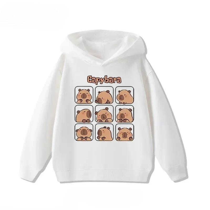 Cartoon Capybara Print Children's Hoodies Casual Fashion Comfortable Cute Boy Girl Hooded Sweatshirt Warm Pullover Autumn Winter