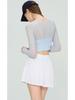 Women's Two-Piece Mesh Long Sleeve Yoga Top with Chest Pads - Ideal for Running, Pilates, and Fitness.