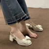 Women's Closed Sandals Bow With Medium Heels Ladies Mary Jane Shoes 2025 Luxury Shoe Sales Korea Cheap Liquidation Vip Footwear
