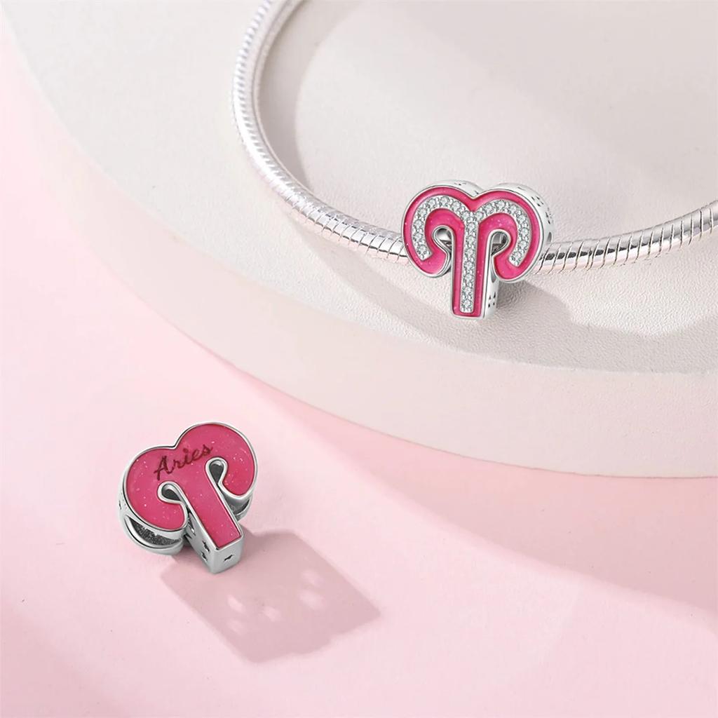 Pink Series Copper Alphabet Charms Beads Cute Letter Fit Original Bracelet Bangle Necklace Diy Jewelry