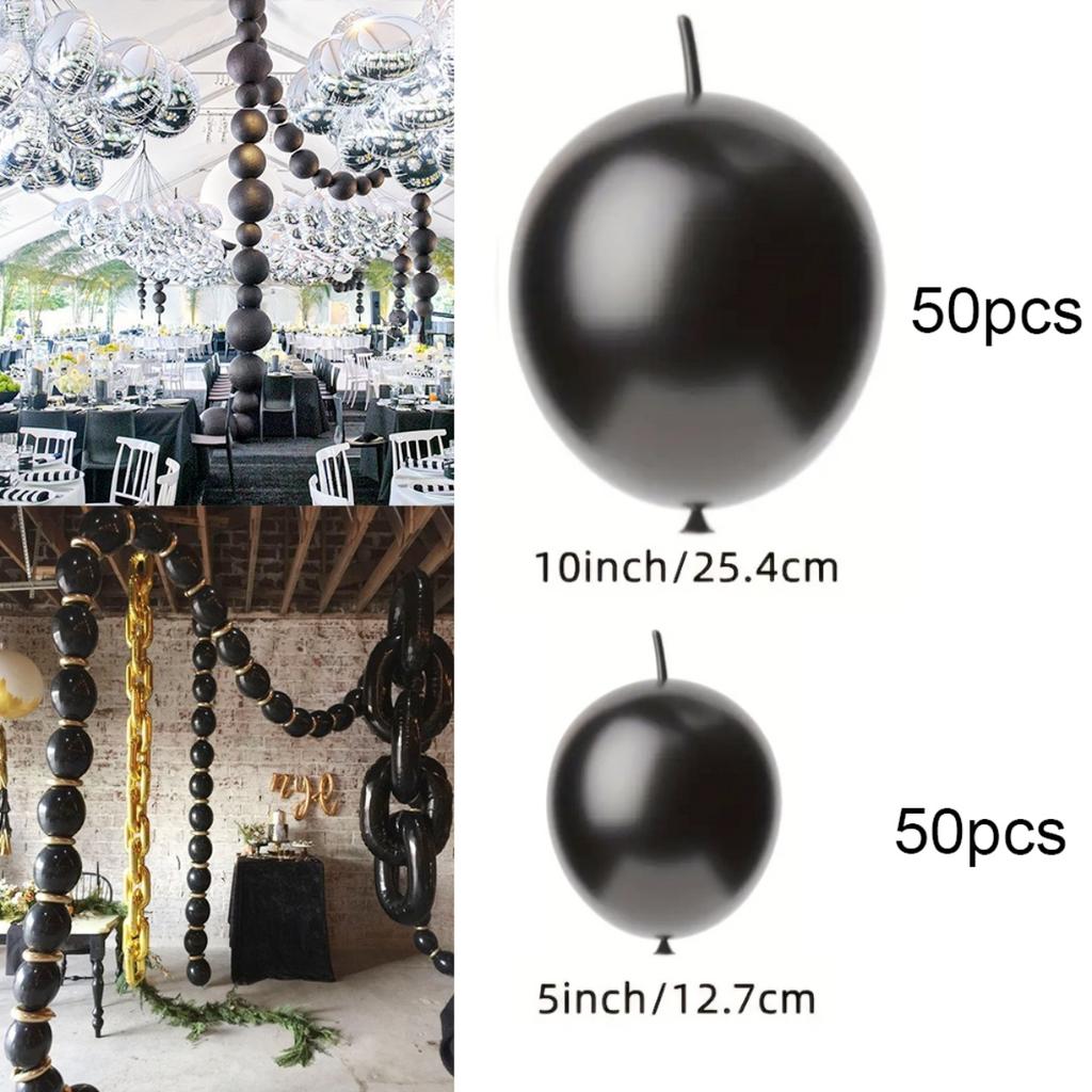 100Pcs Pure Color Balloon Diy Balloon Chain Lincolon Ball Needle Tail Balloon Chain for Birthday Graduation Anniversary Party Decoration