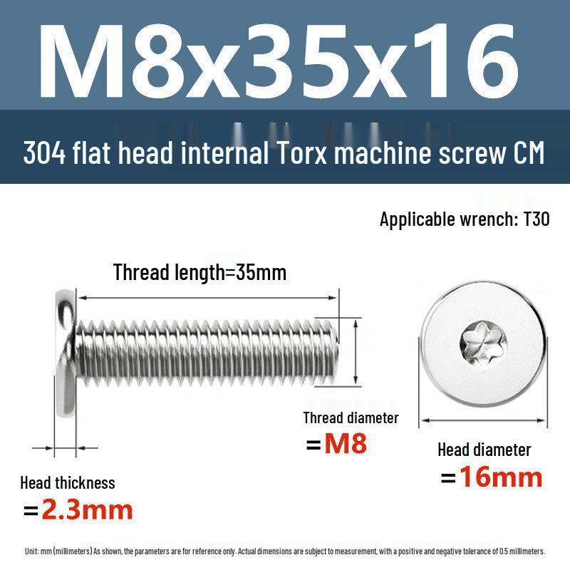Yigu 304 Stainless Steel Thin Flat Head Torx Screw M2-M8 for Computer Machines