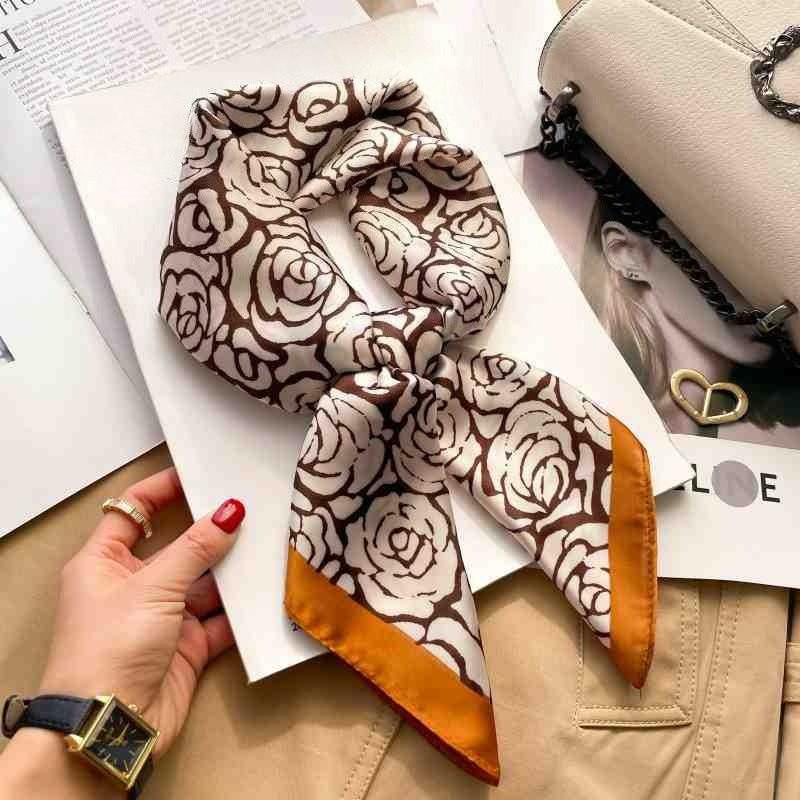 70cm Colorful Print Silk Scarf Women Fashion Kerchief Soft Satin Hairband Hands Bag Ribbon Foulard Hijab Neckerchief Headband