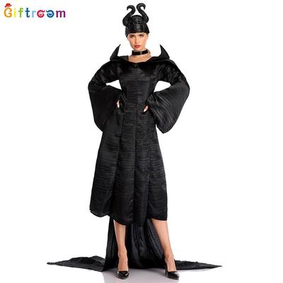 Western Carnival Party Witch Costume Play Demon Horns Diablo Floor Mopping Dress Vampire Show Costume