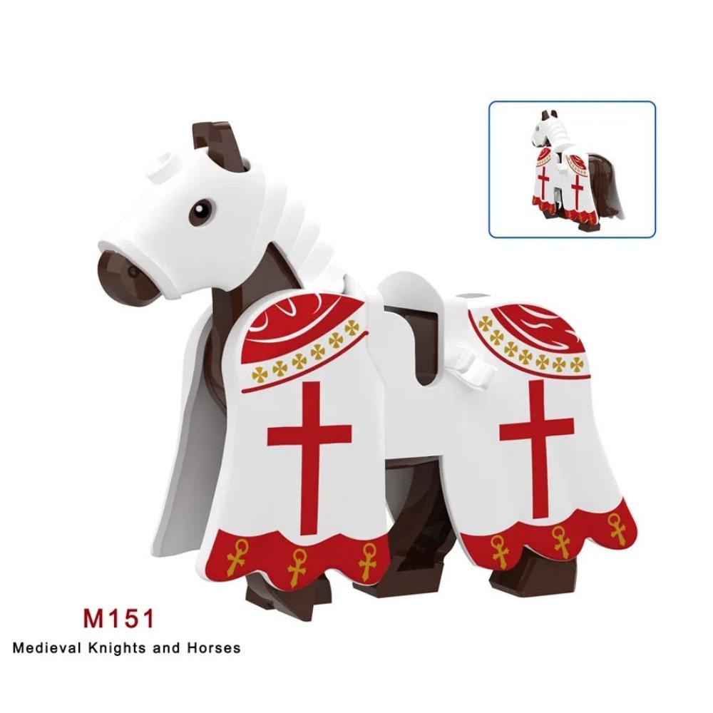 Militära Medeltida Byggklossar Soldatfigurer Riddare Utrustning Djurtillbehör Fäste Rüstning Krigshäst Miniklossar MOC
