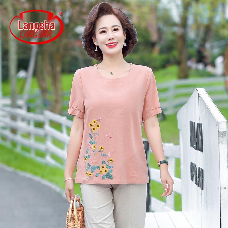 Langsha Women s Plus Size Cotton Linen Two-Piece Set 4XL