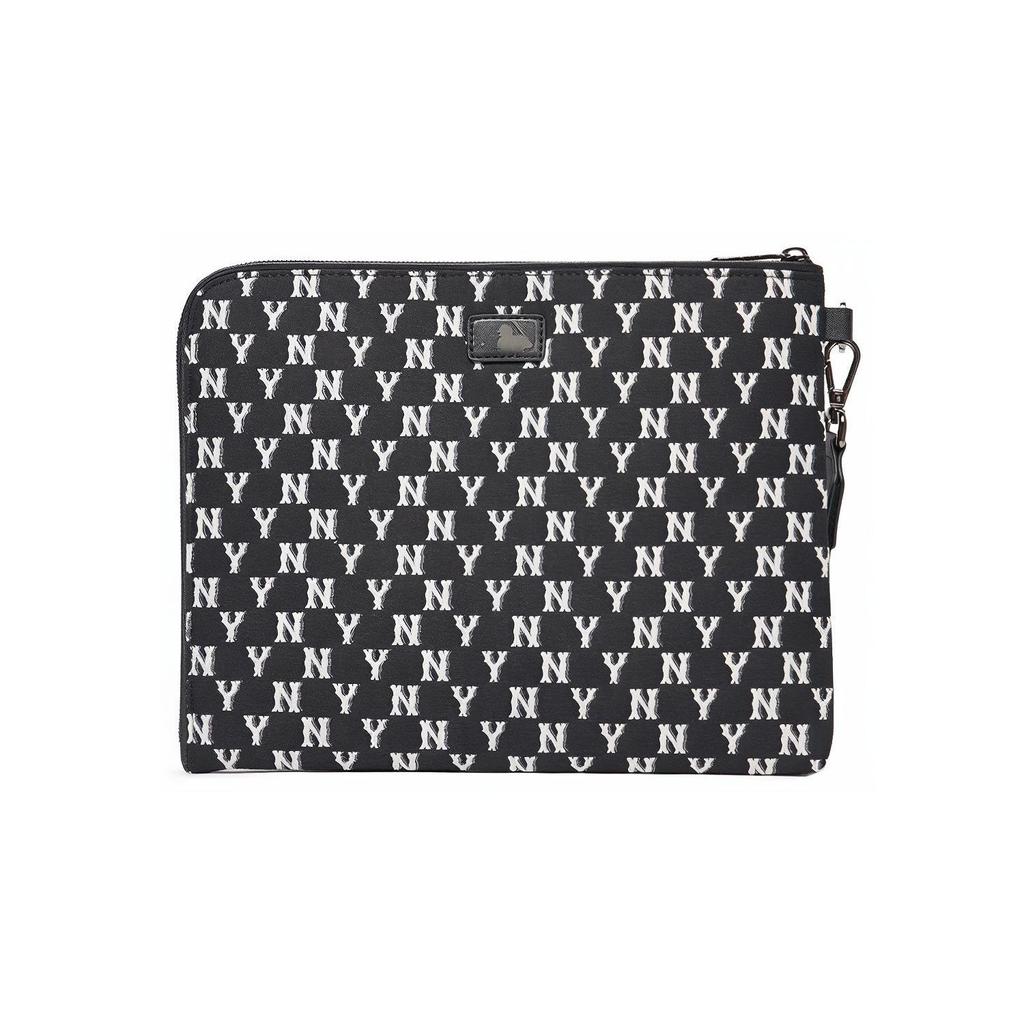 MLB Monogram Series NY Yankees Vintage Floral Print Large Logo Polyester Wallet Clutch Unisex Wallets Black 3APOS012N-50BKS